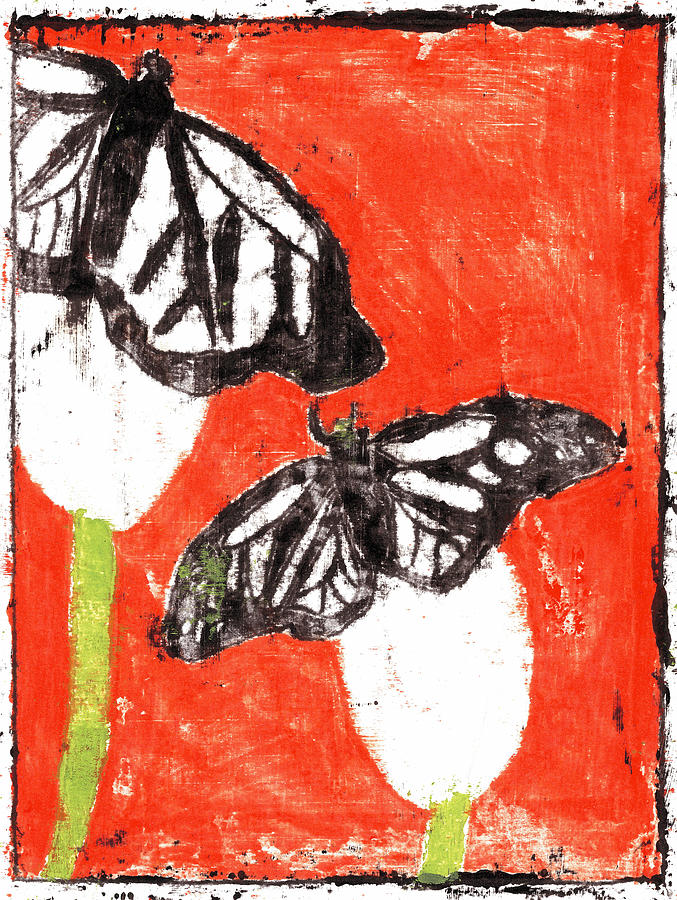 Butterfly Red Garden Summer 10 Painting by Edgeworth Johnstone