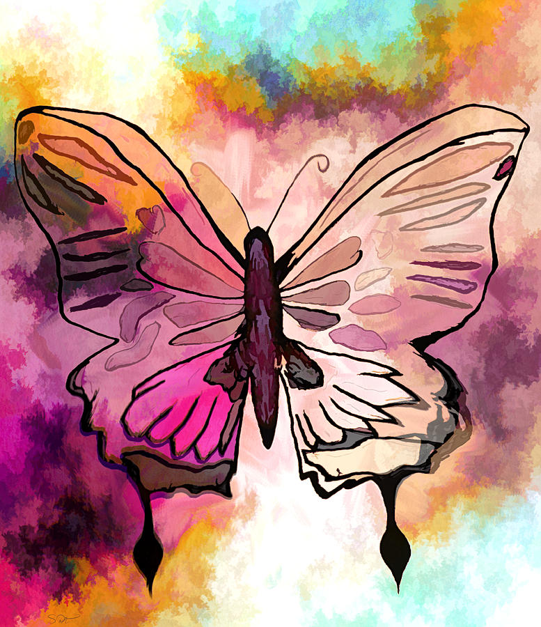 Butterfly Drawing - Butterfly Song by Abstract Angel Artist Stephen K.
