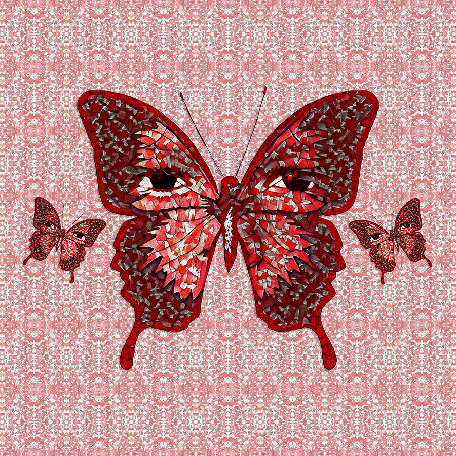 Peppermint Candy Pattern and Butterfly Digital Art by Diego Taborda