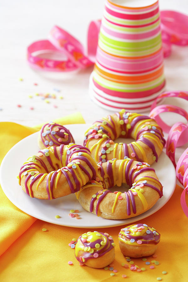 Buttermilk And Apple Juice Doughnuts For A Childrens Birthday Party Photograph by Sven C. Raben