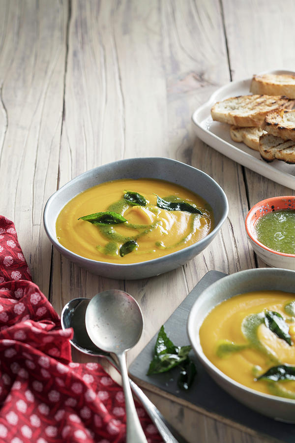 Pumpkin Photograph - Butternut And Ginger Soup With Garam Masala Drizzle by Great Stock!