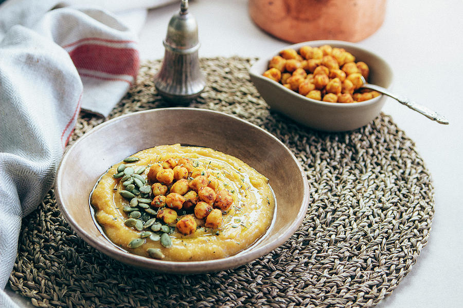 Butternut Squash Cream With Spiced Chickpeas Photograph by Vernica Orti