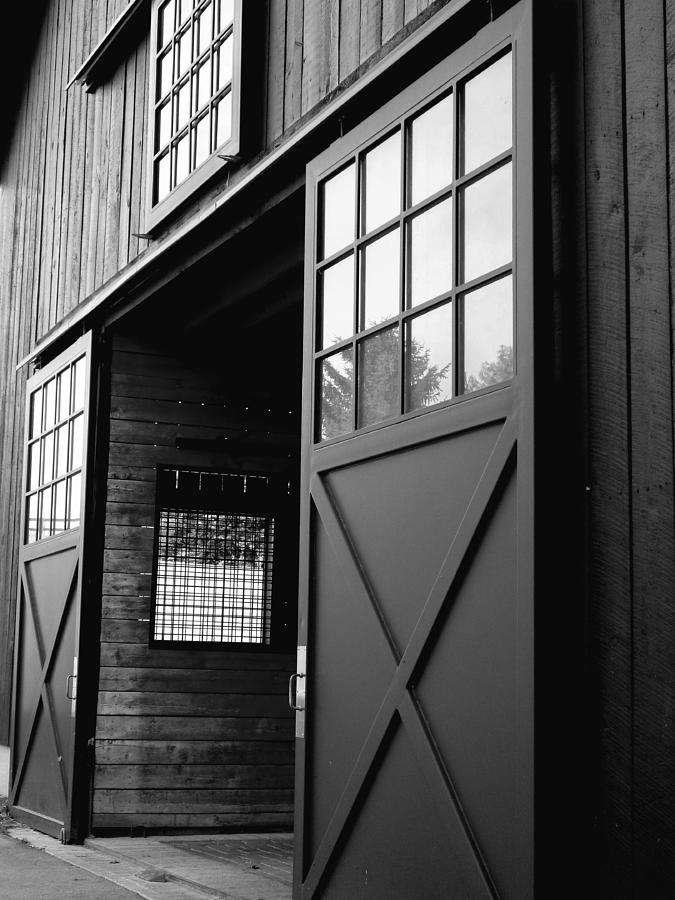 BW Barn Door Perspective Photograph by Mike McBrayer
