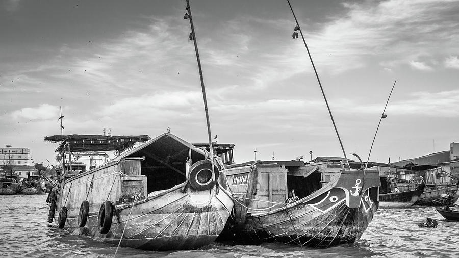 BW Can Tho Boats Vietnam by Gary Gillette BW Can Tho Boats Vietnam by Gary Gillette