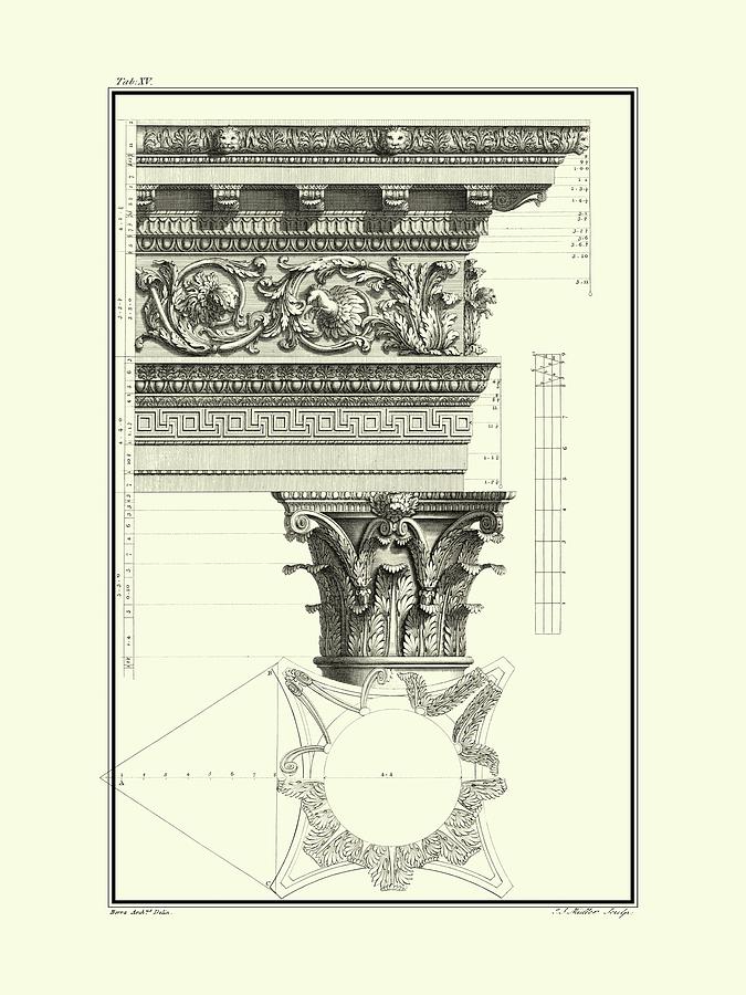 Architecture Painting - B&w Column And Cornice II by Giovanni Borra