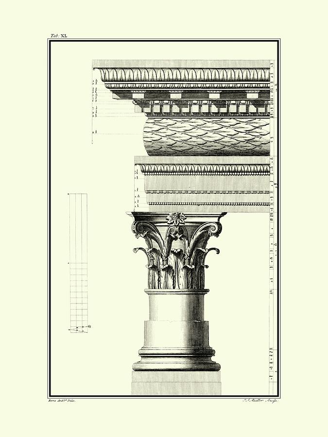 Architecture Painting - B&w Column And Cornice IIi by Giovanni Borra