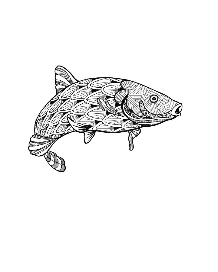 Bw Fish Digital Art by Drawpaint Illustration - Pixels