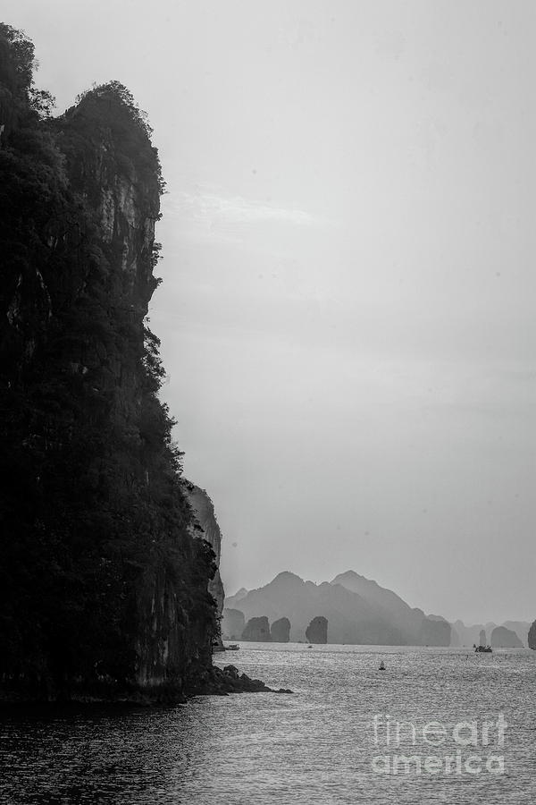 BW Massive Limestone Ha Long Bay Vietnam  Photograph by Chuck Kuhn