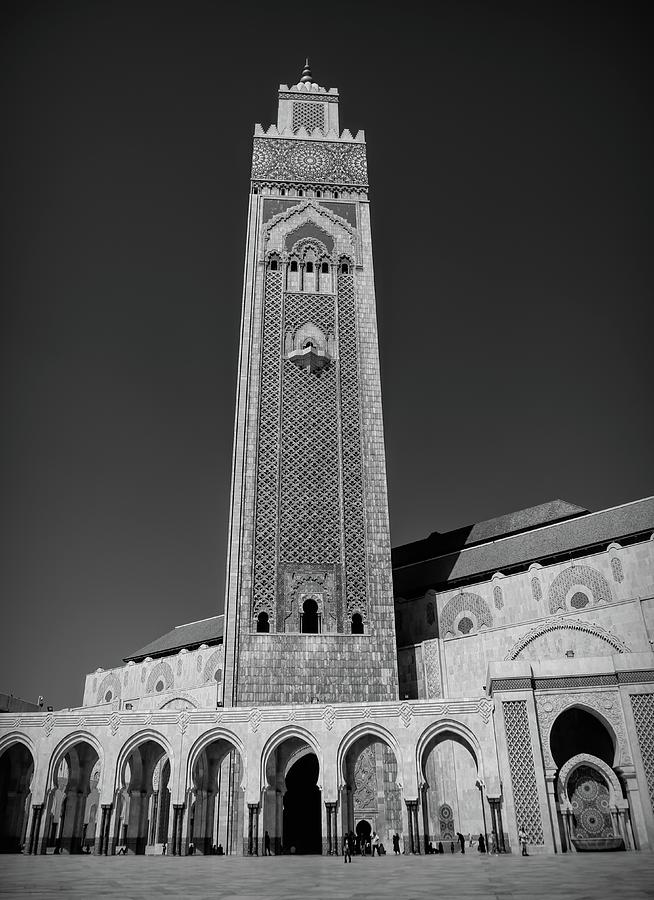 BW Mosque Hassan II Casablanca Photograph By Chuck Kuhn - Pixels