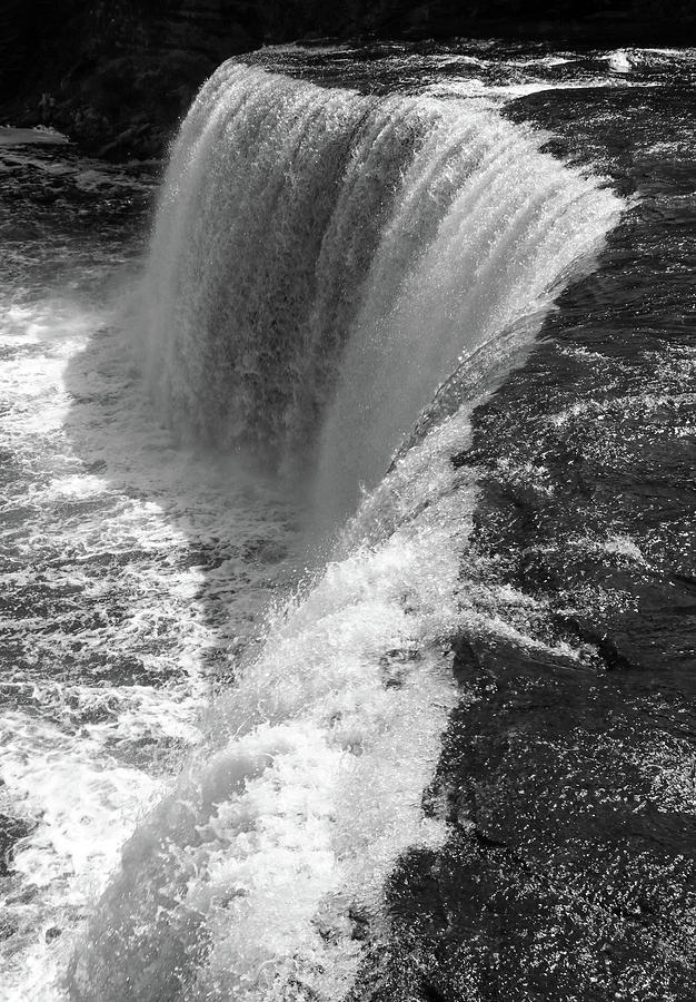 BW Raging Waterfall II Photograph by Mary Anne Delgado