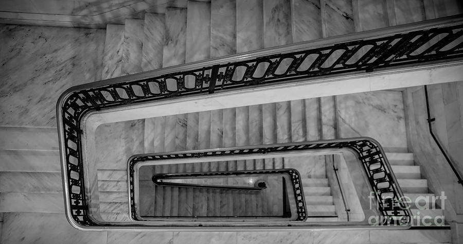 BW Winding Stairs San Francisco City Hall Photograph by Chuck Kuhn