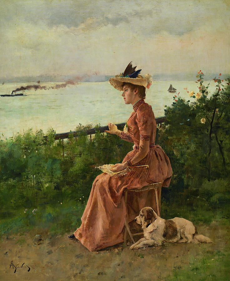 Landscape Painting - By the sea, 1890 by Alfred Stevens