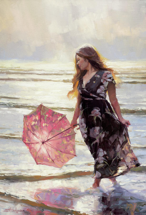 Beach Painting - By the Silver Sea by Steve Henderson