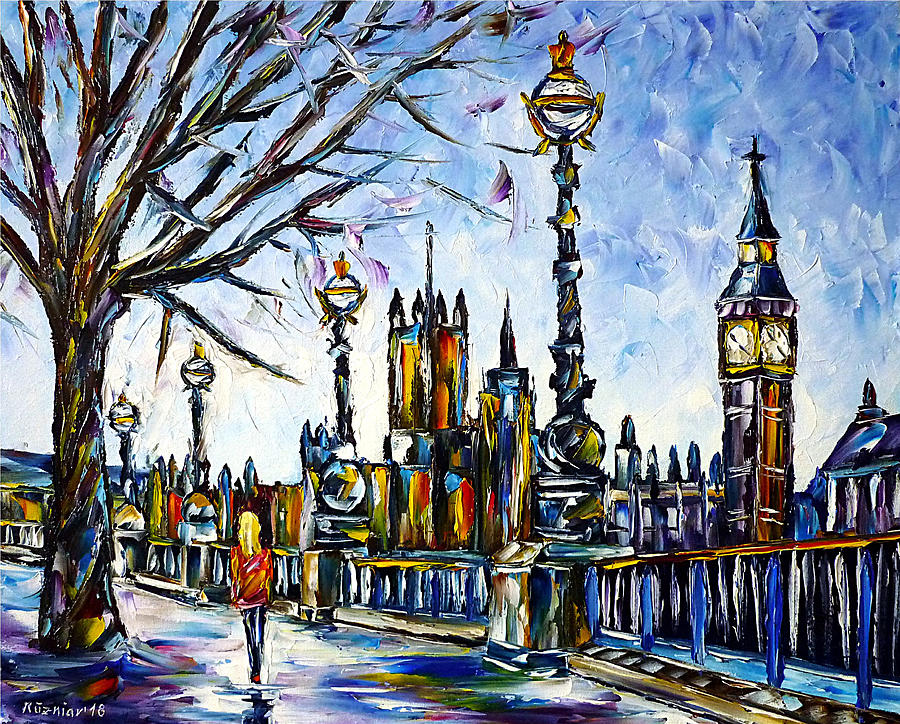 By The Thames Painting by Mirek Kuzniar
