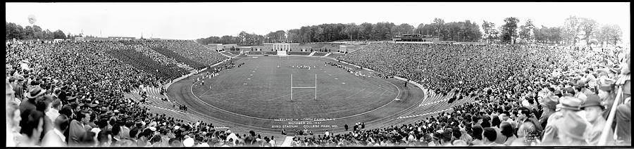 Black And White Photograph - Byrd Stadium, University Of Maryland by Fred Schutz Collection