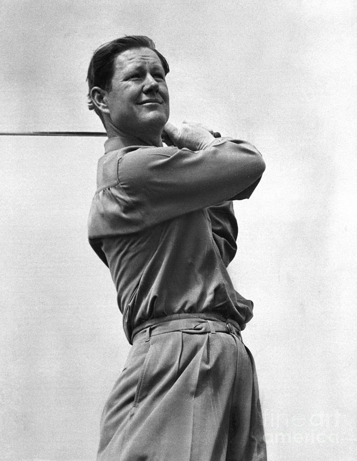 Byron Nelson Swinging A Golf Club Photograph by Bettmann