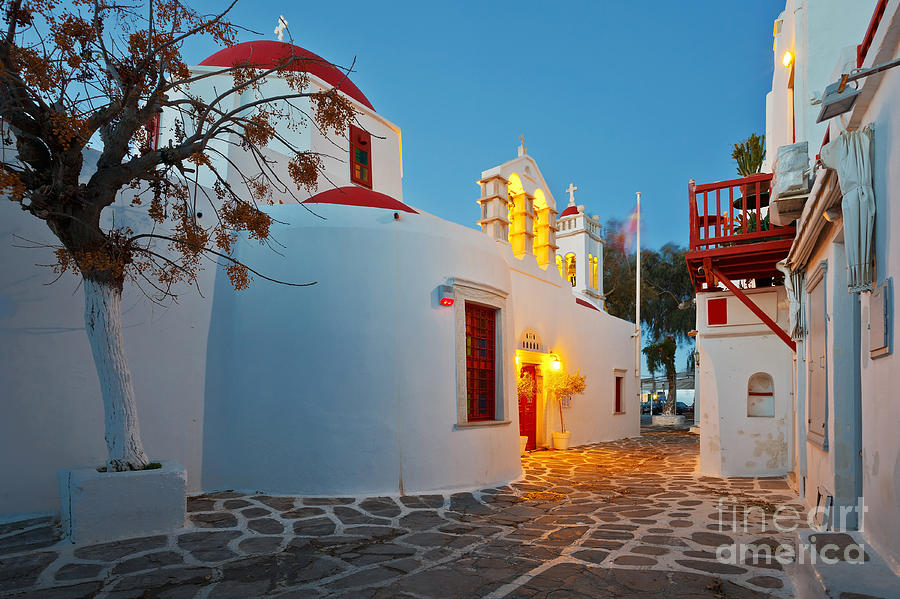 Cyclades Photograph - Byzantine Church In A Street Of Mykonos by Milan Gonda Cyclades Photograph - Byzantine Church In A Street Of Mykonos by Milan Gonda