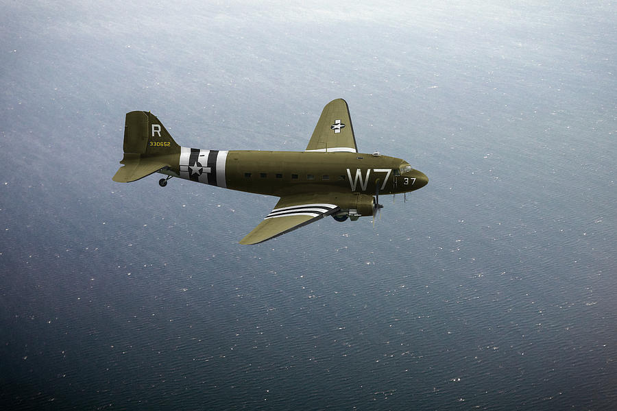 C-47 Skytrain over the Channel Photograph by Gary Eason