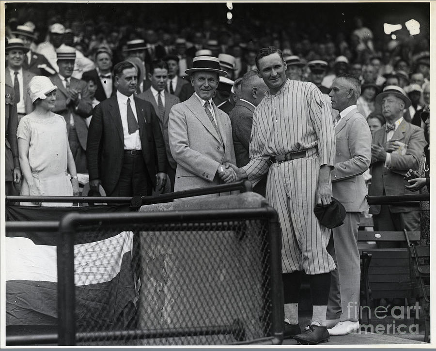 C. Coolidge Shaking W. Johnsons Hand Photograph by Bettmann
