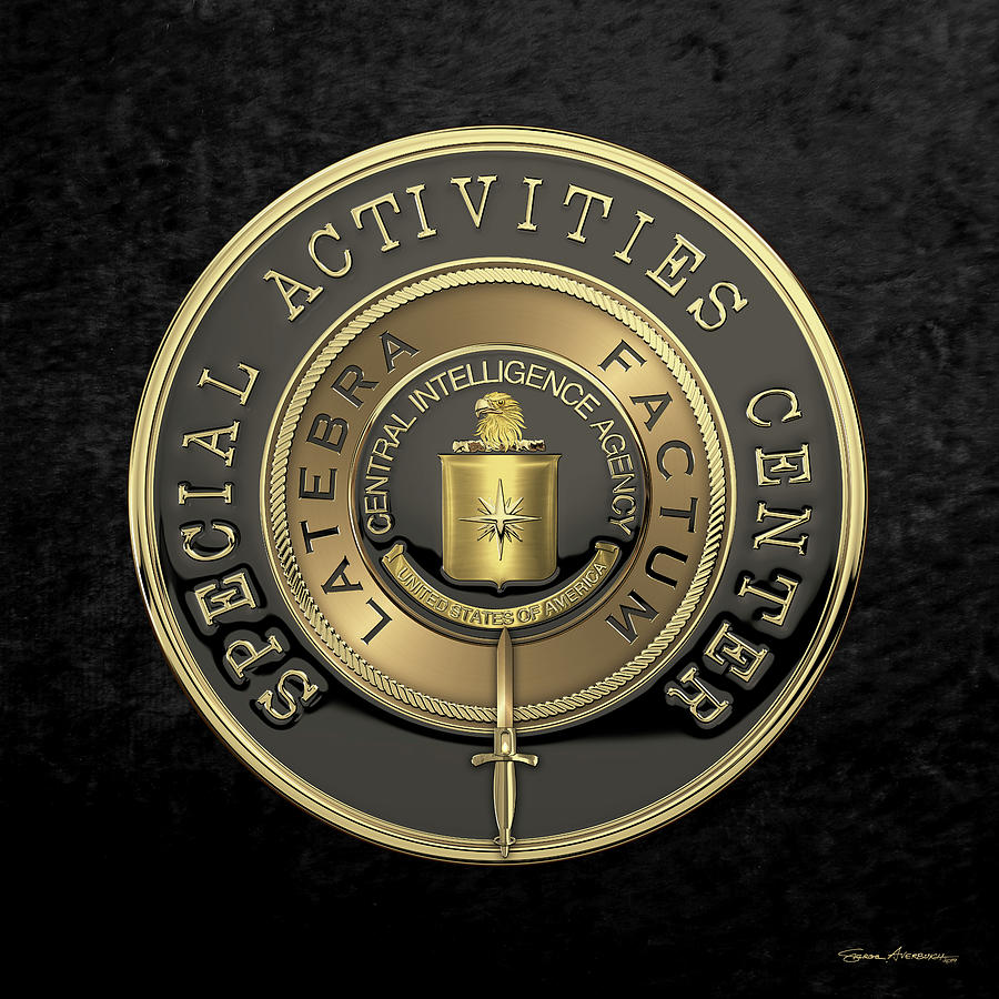 C I A  Special Activities Center -  S A C  Emblem over Black Velvet Digital Art by Serge Averbukh