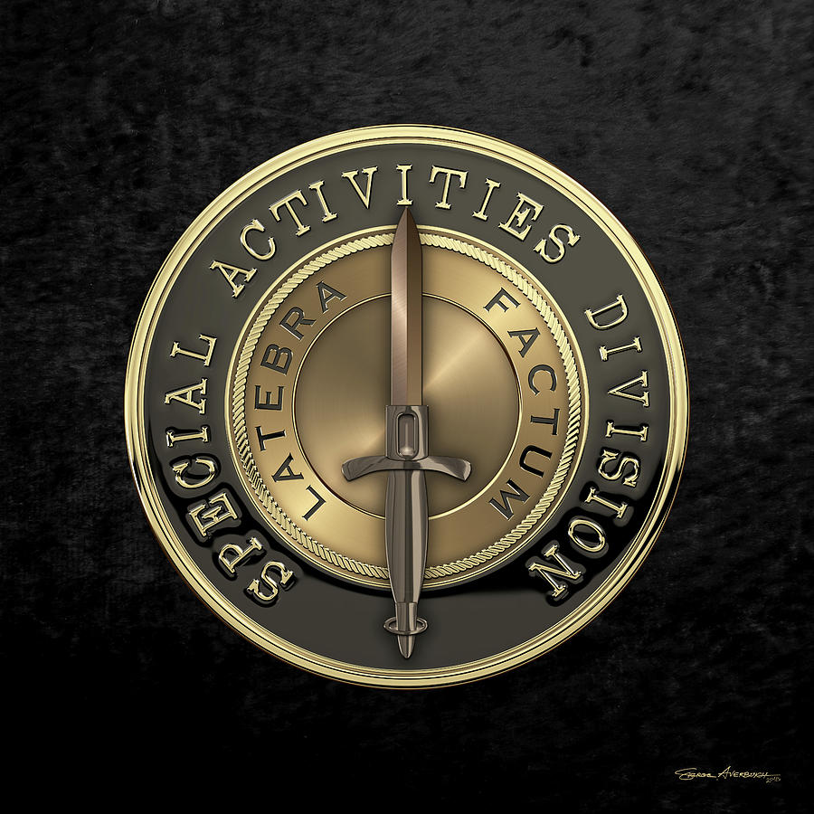 C I A  Special Activities Division -  S A D  Emblem over Black Velvet Digital Art by Serge Averbukh