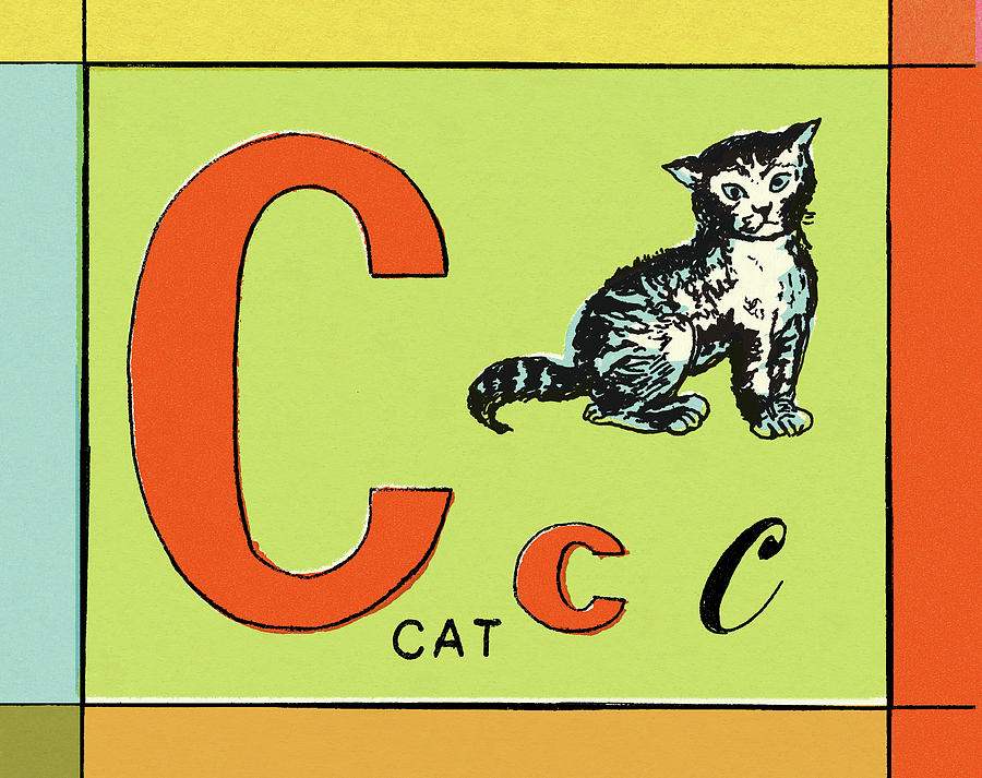 Vintage Drawing - C is for Cat by CSA Images