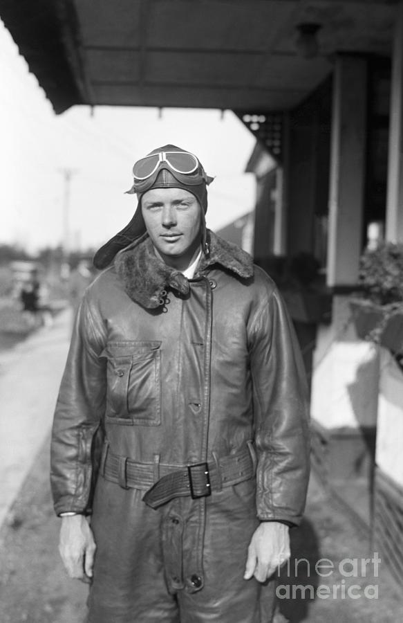C Lindbergh In Leather Flying Suit Photograph by Bettmann