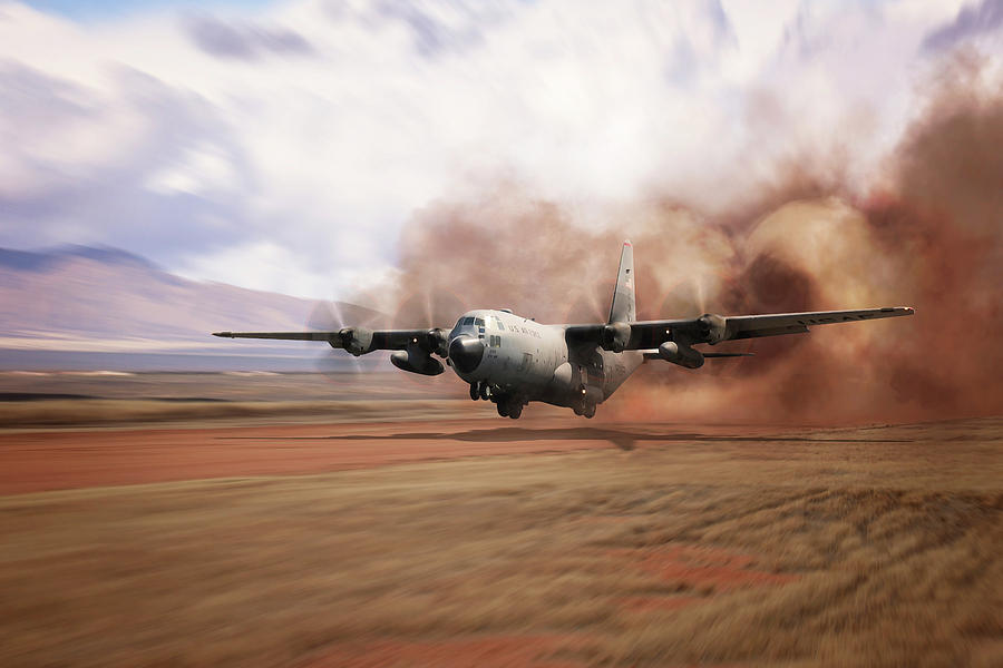 C130 Dirt Strip Landing Digital Art by Airpower Art