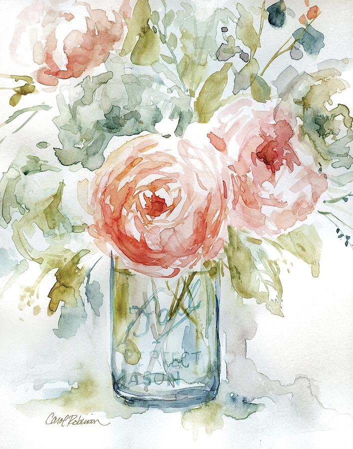 Cabbage Roses 1 Painting by Carol Robinson