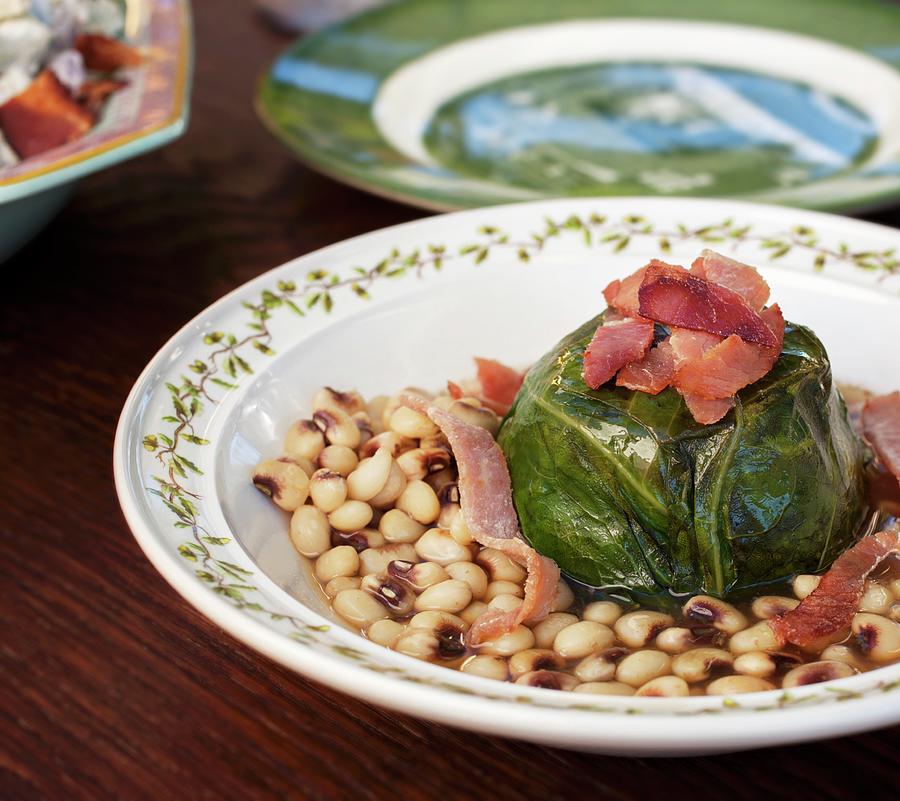 Cabbage Roulade With Black-eyed Beans And Bacon usa Photograph by Katharine Pollak