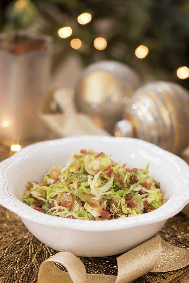 Cabbage Salad With Bacon as A Side Dish For Christmas Dinner Photograph by Winfried Heinze