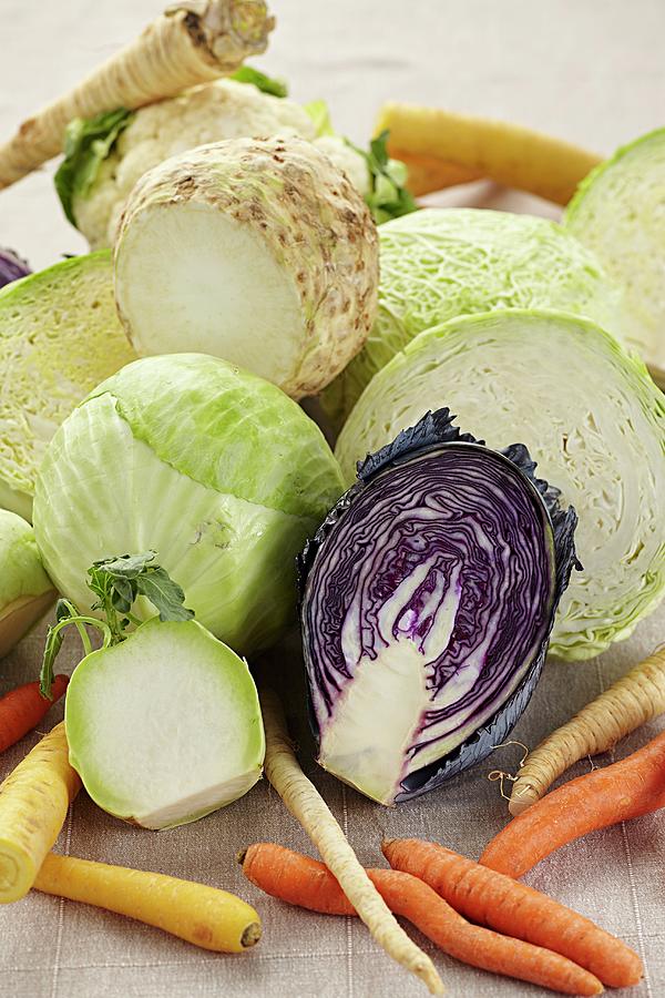 Cabbages And Turnips winter Vegetables Photograph by Herbert Lehmann