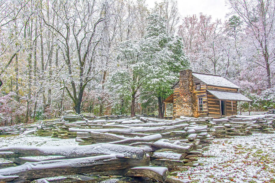 Cabin in Snow Photograph by Douglas Wielfaert