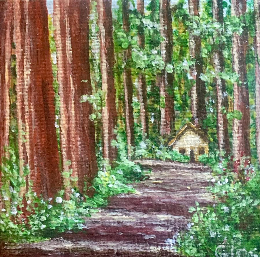 Cabin In The Woods Painting By Merry Gifts