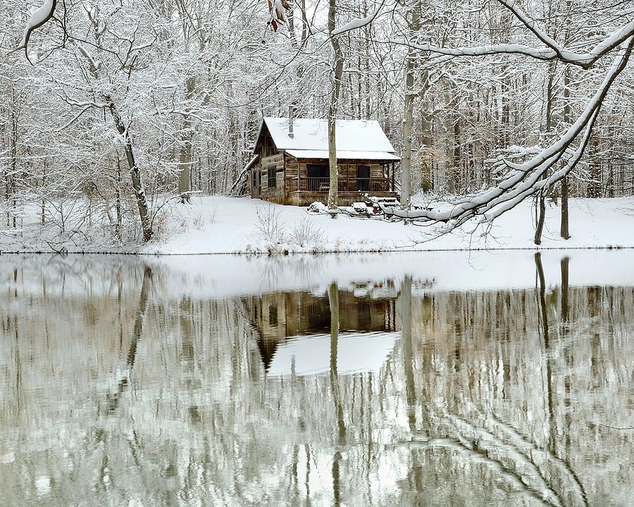 Cabin in the Woods - Winter Photograph by Jeff Burcher