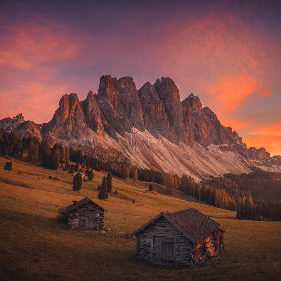 Mountain Photograph - Cabins In The Dolomites by Federico Penta