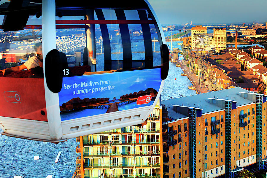 Cable Car & Docklands, London Digital Art by Maurizio Rellini