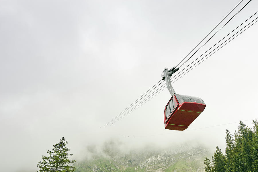 On The Go Digital Art - Cable Car In Mist, Mount Pilatus, Switzerland by Gu