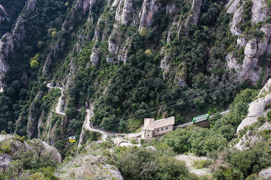 Nature Digital Art - Cable Car On The Way To Monastery Santa Maria De Montserrat, Catalonia, Spain by Ingolf Hatz