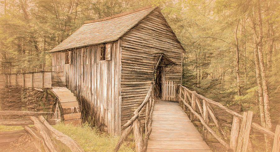 Cable Mill in Cades Cove, Stylized Photograph by Marcy Wielfaert