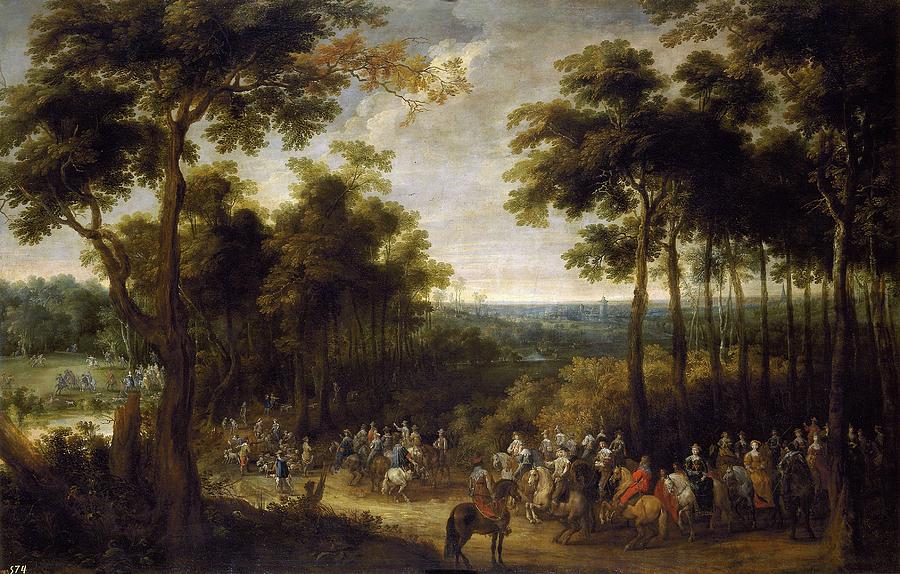 Caceria del Cardenal-Infante, 17th century, Flemish School, Oil on canvas, 195 ... Painting by Pieter Snayers -1592-1667-