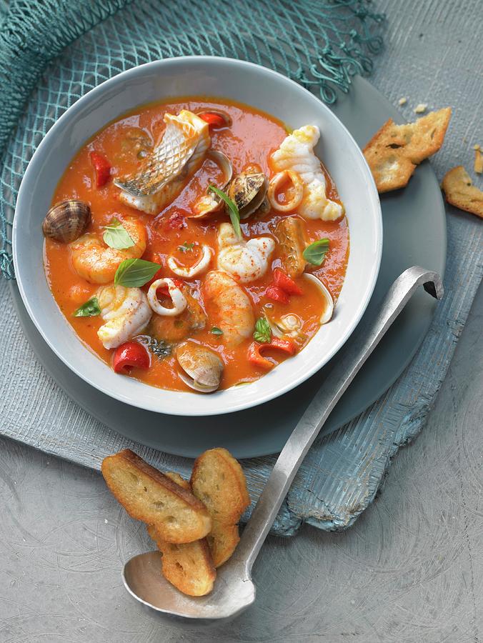 Caciucco tuscan Fish Soup, Italy Photograph by Jan-peter Westermann