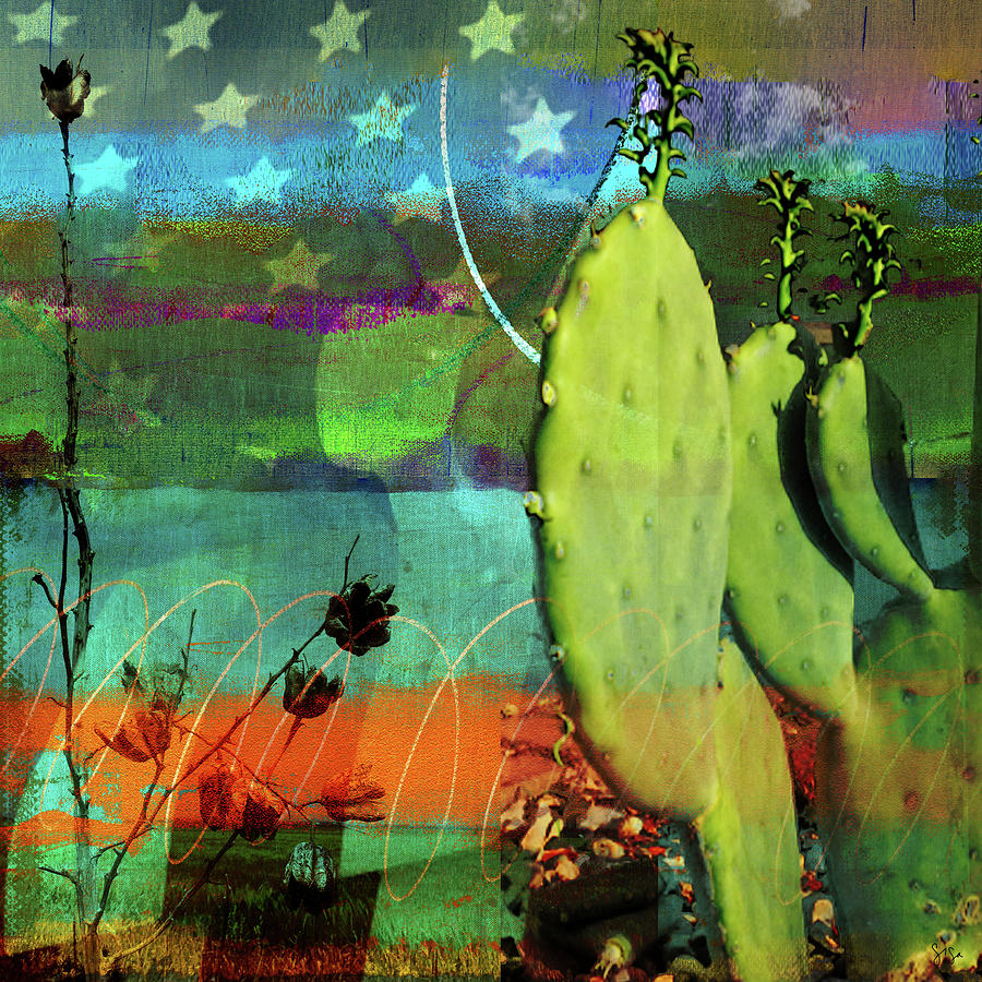 Landscape Photograph - Cactus & Flag Collage by Sisa Jasper
