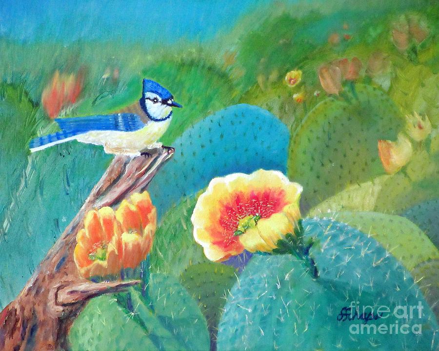 Cactus BlueJay Painting by Stephen Schaps