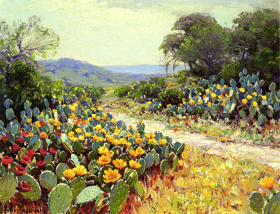 Julian Onderdonk Painting - Cactus in Bloom, 1915 by Julian Onderdonk