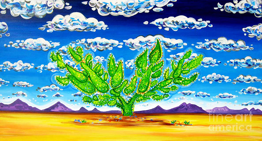 Cactus in the Clouds II Painting by Rachel Houseman