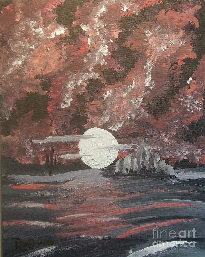 Cactus moon - 092 Painting by Raymond G Deegan