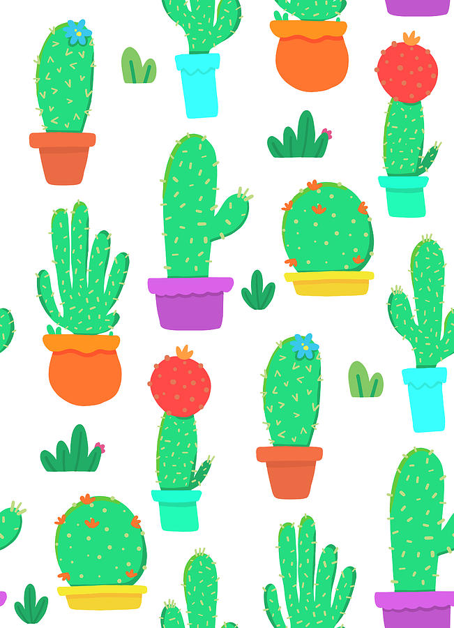 Simple Digital Art - Cactus Patch Repeat by Holli Conger