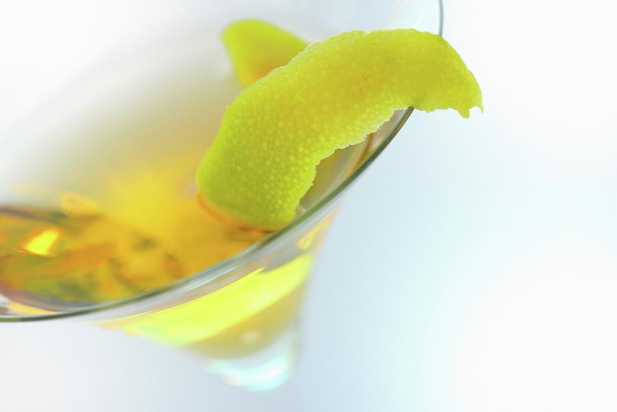 Cactus Sour Cocktail With Lemon Zest Photograph by Kaktusfactory