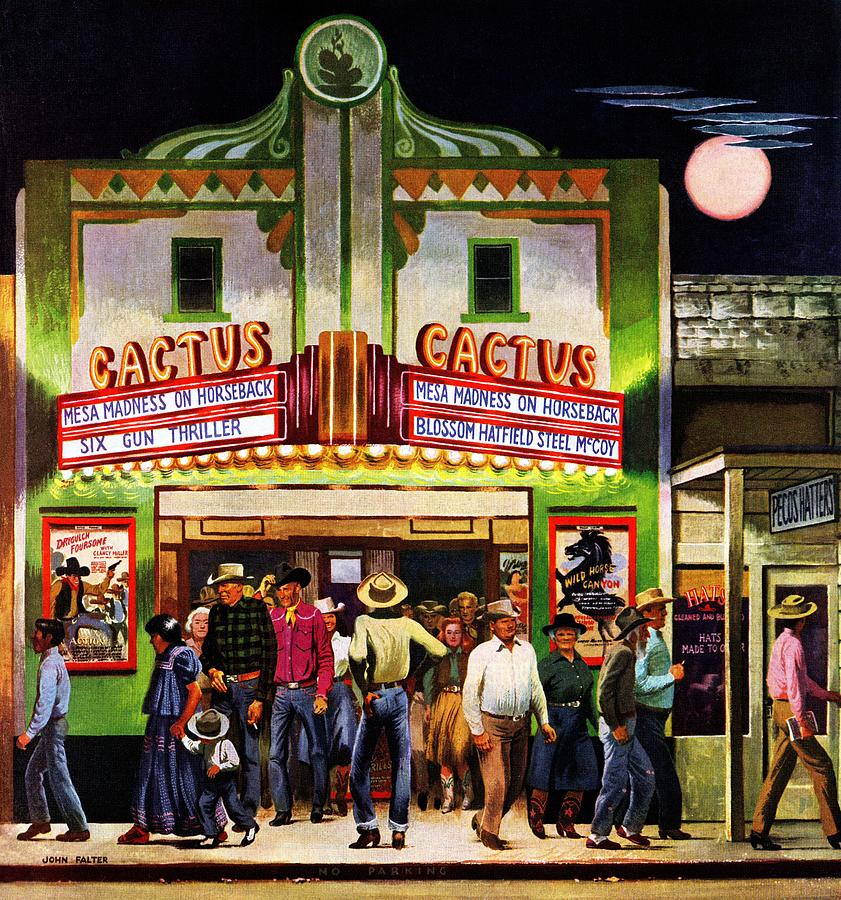 Cactus Theater Drawing by John Falter